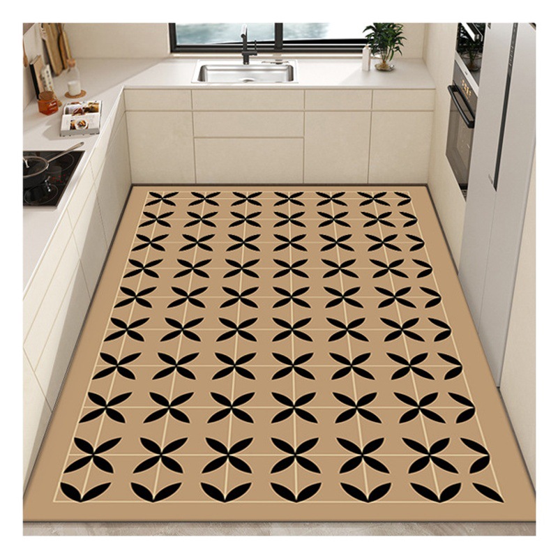 Moderno simple impermeable a prueba de aceite alfombra de piso completo hogar lavable borrable corte de cuero alfombra de piso de la cocina
