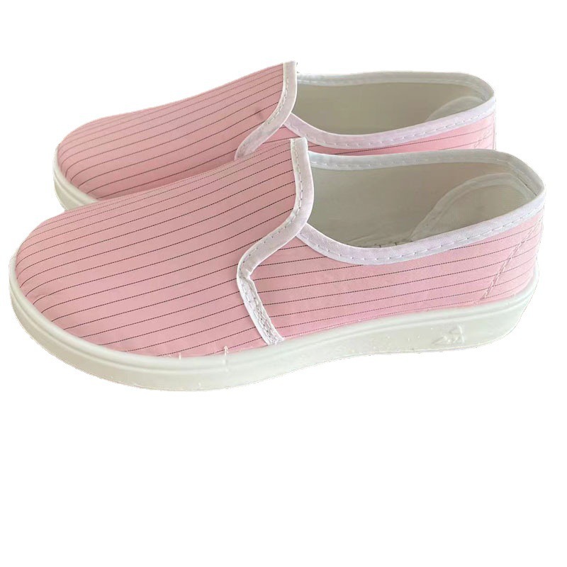 防尘鞋防静电粉色条纹中巾鞋无尘车间女工作鞋软底面净化鞋舒适