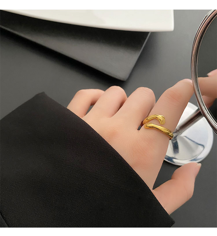 Titanium Steel Inlay Material Open Ring Classification Date Occasion 304 Stainless Steel Material Hand Pattern Vacuum Plating Real Gold Plated 18K Gold Gold Plating Silver Plated Hand 304 Stainless Steel Novelty Waterproof Non Tarnish Open Ring
