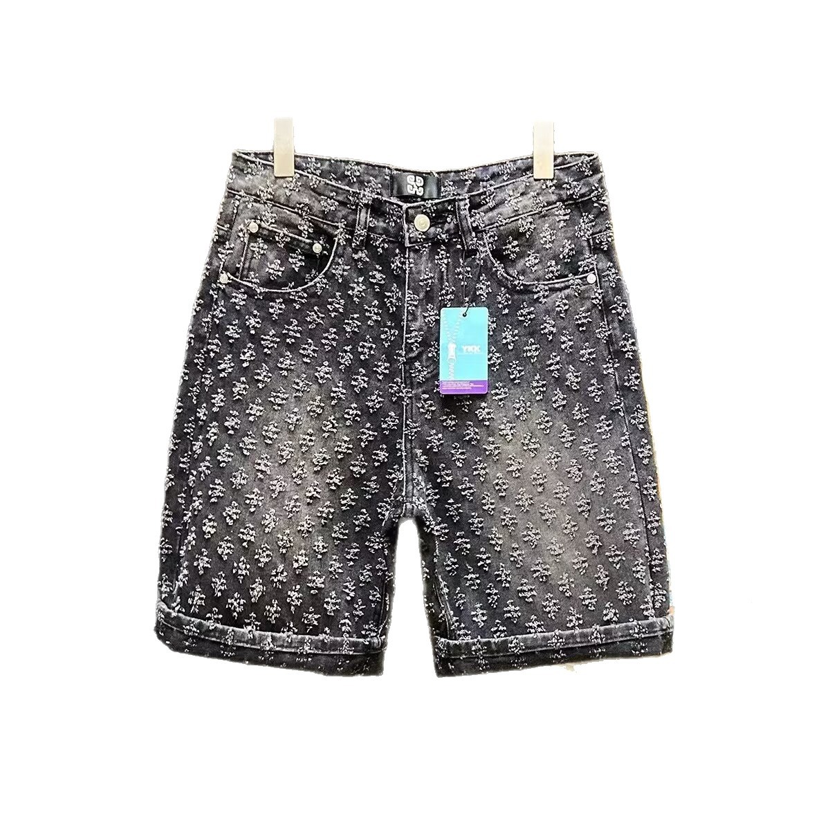 Men's Vintage Denim Summer Casual Five-Point Shorts Trendy Jacquard Jeans For Cool Guys_mkmklike.com