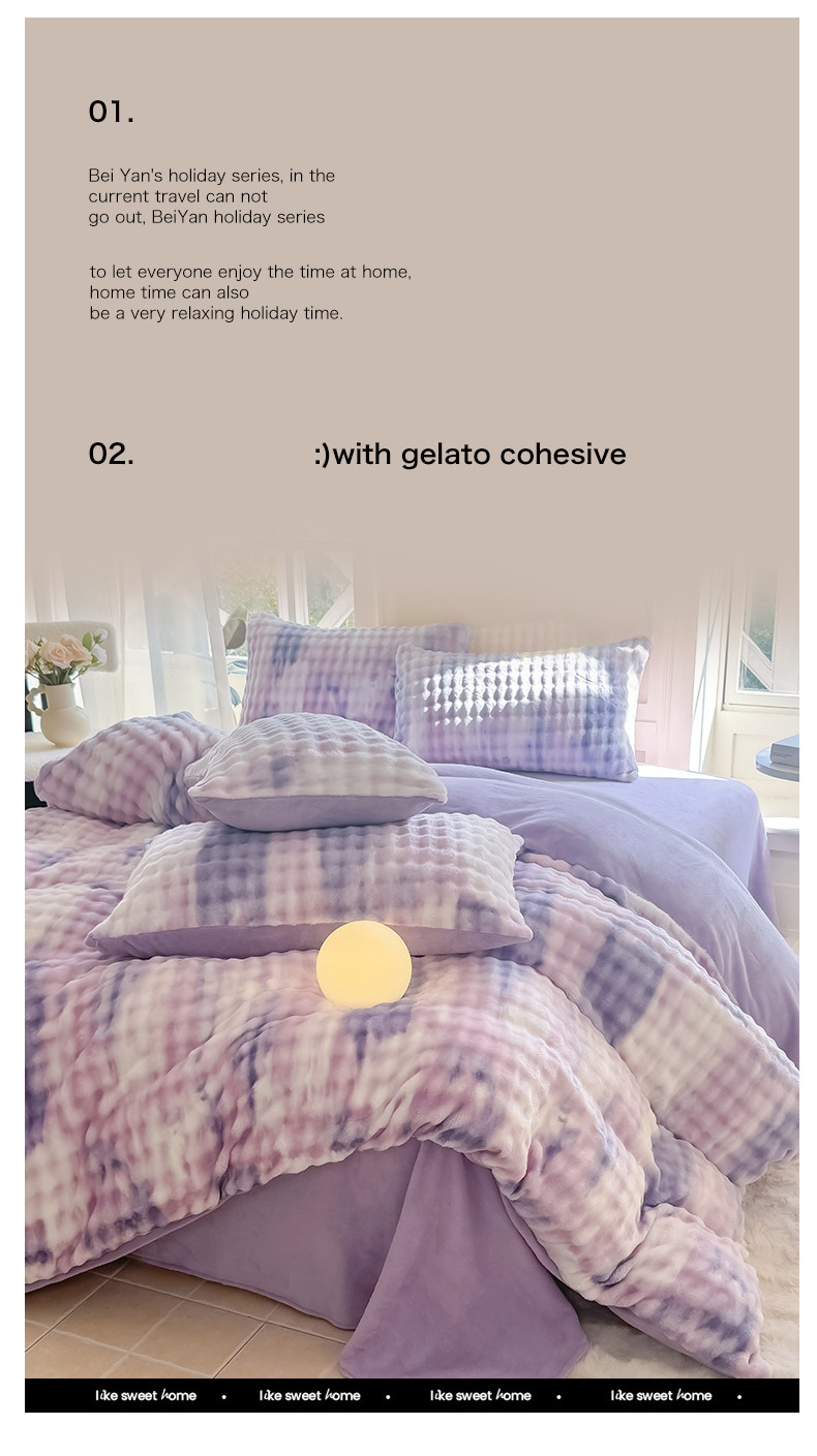 Luxurious Rabbit Fur Four-piece Bedding Set For Dormitory Bedroom_voghion.com