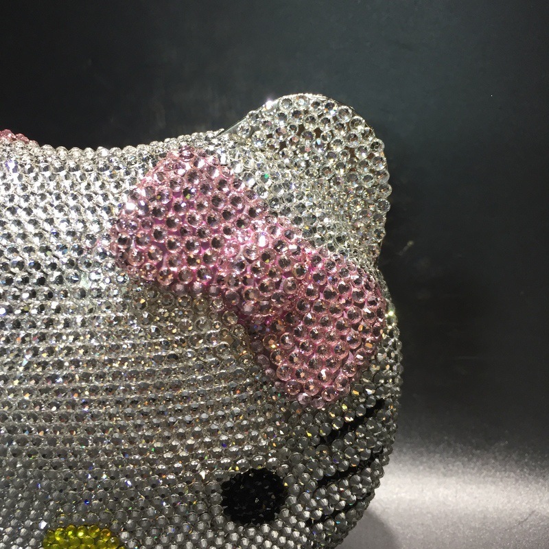 BL104 bolsas de diamante de Kitty caricatura gatito completo bolsas de cena de diamantes hechas a mano bolsas de mano doradas