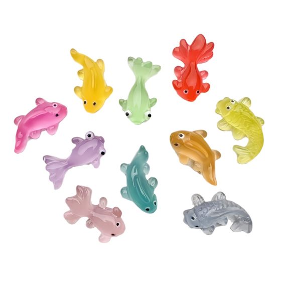 Cartoon luminous small goldfish resin accessories creative children diy mini toy small jewelry stationery patch decoration