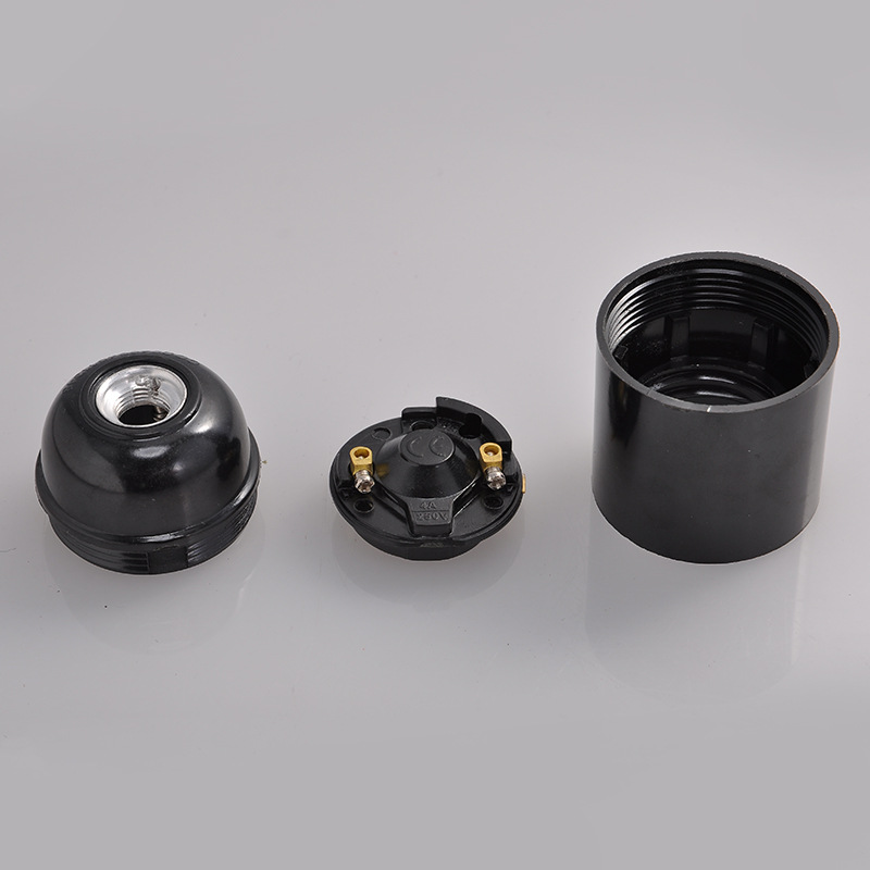 Inventario de madera eléctrica E27 cuerpo desnudo auto-bloqueo soporte de lámpara tornillo E27 metal impermeable tipo diente de ficha cuerpo desnudo e27 accesorios de cabeza de lámpara