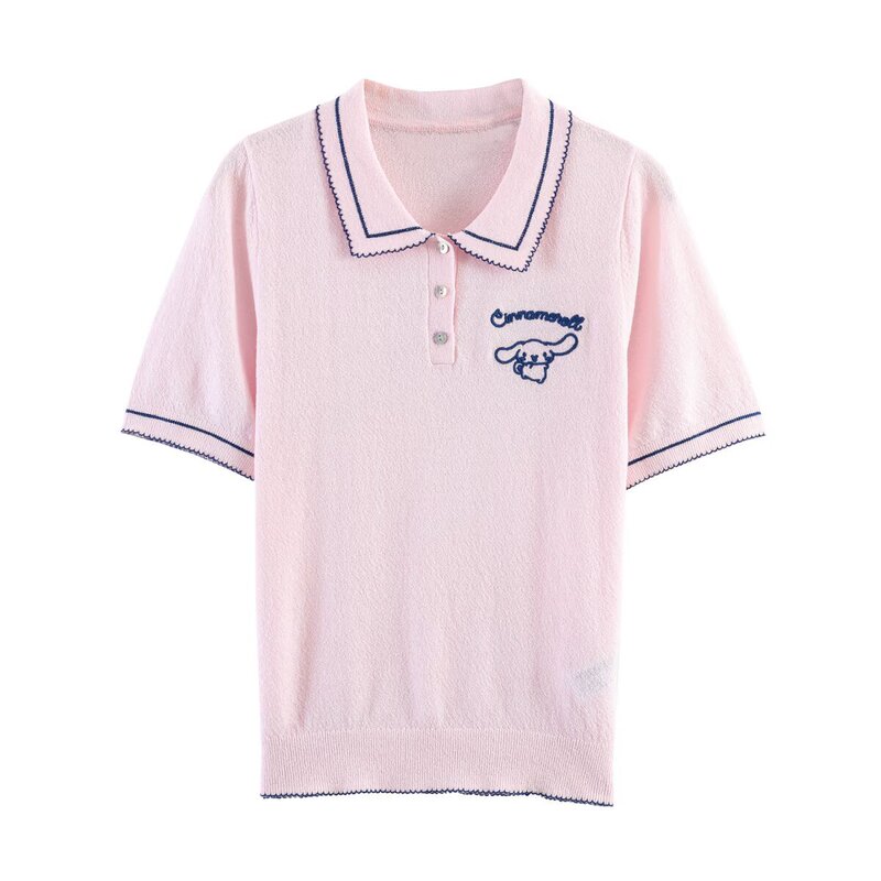 Za Women's Clothing 2026 Summer New Style Cross-Border Hot Item Sanrio Cinnamoroll Embroidered Knitted Polo Shirt Age-Reducing Short Sleeve