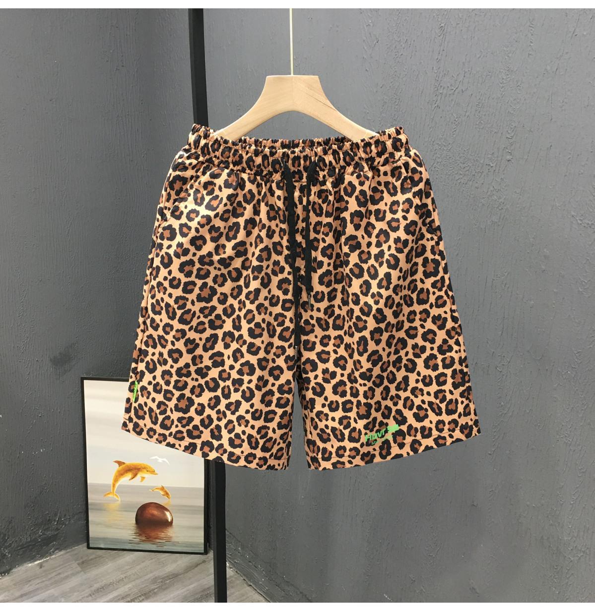 Plus Size Men's Leopard Print Shorts Summer Trendy Beachwear New Thin Style Retro Five Point Cut_viptrois.com