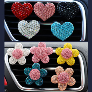 Overseas e-commerce is specially for peach heart love rhinestone clay car outlet clip car outlet decorative perfume clip