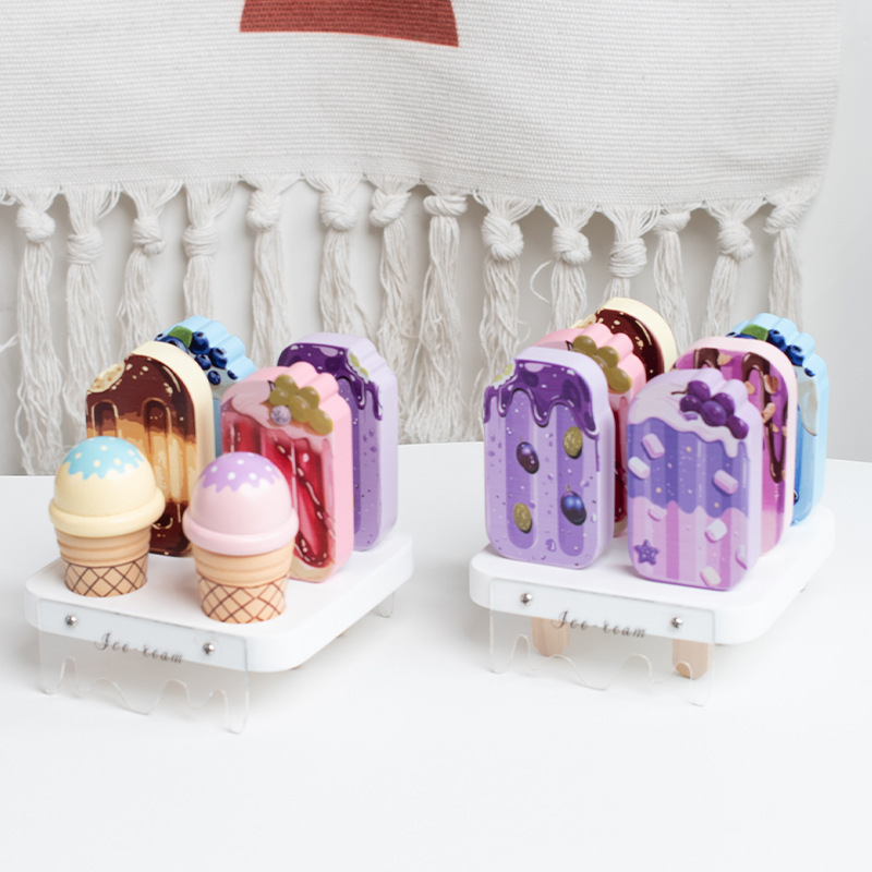 Educación temprana transfronteriza Montserrat Juguetes de rompecabezas helado letras emparejadas cognitivo infantil Simulación palabra helado color