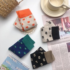 日韓系泫雅風花朵襪子女中筒襪可愛ins潮網紅款小花長筒襪子