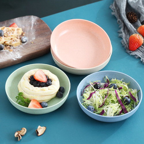 Nordic wheat straw bone plate creative small plate vegetable plate dried fruit plate round fruit plate deepening plate 