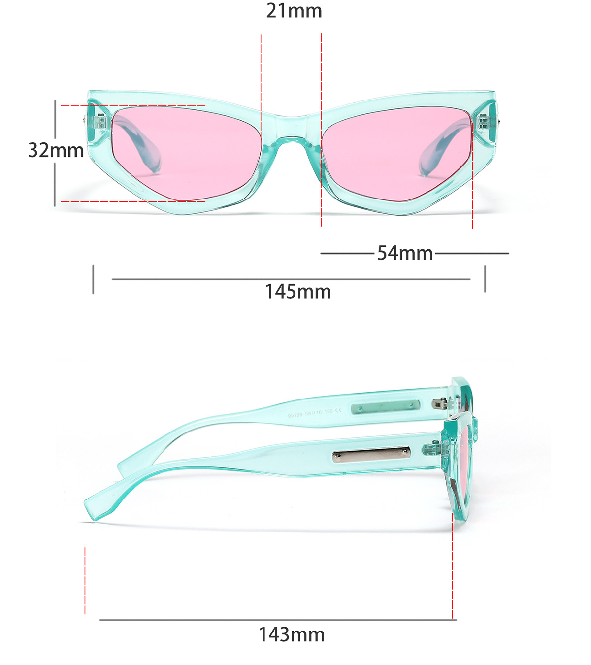 New Mode Cat Eye Lunettes Femmes Et Hommes Big Face Lunettes De Soleil En Métal display picture 2