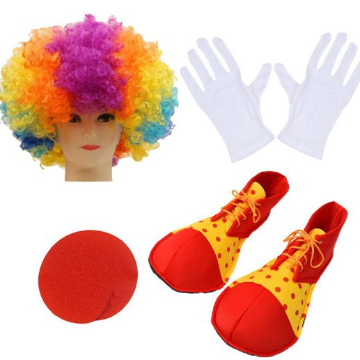 Easter Party Clown Costume Accessories Funny Props Hat Bow Tie Suspenders Shoes Socks Clown Headgear
