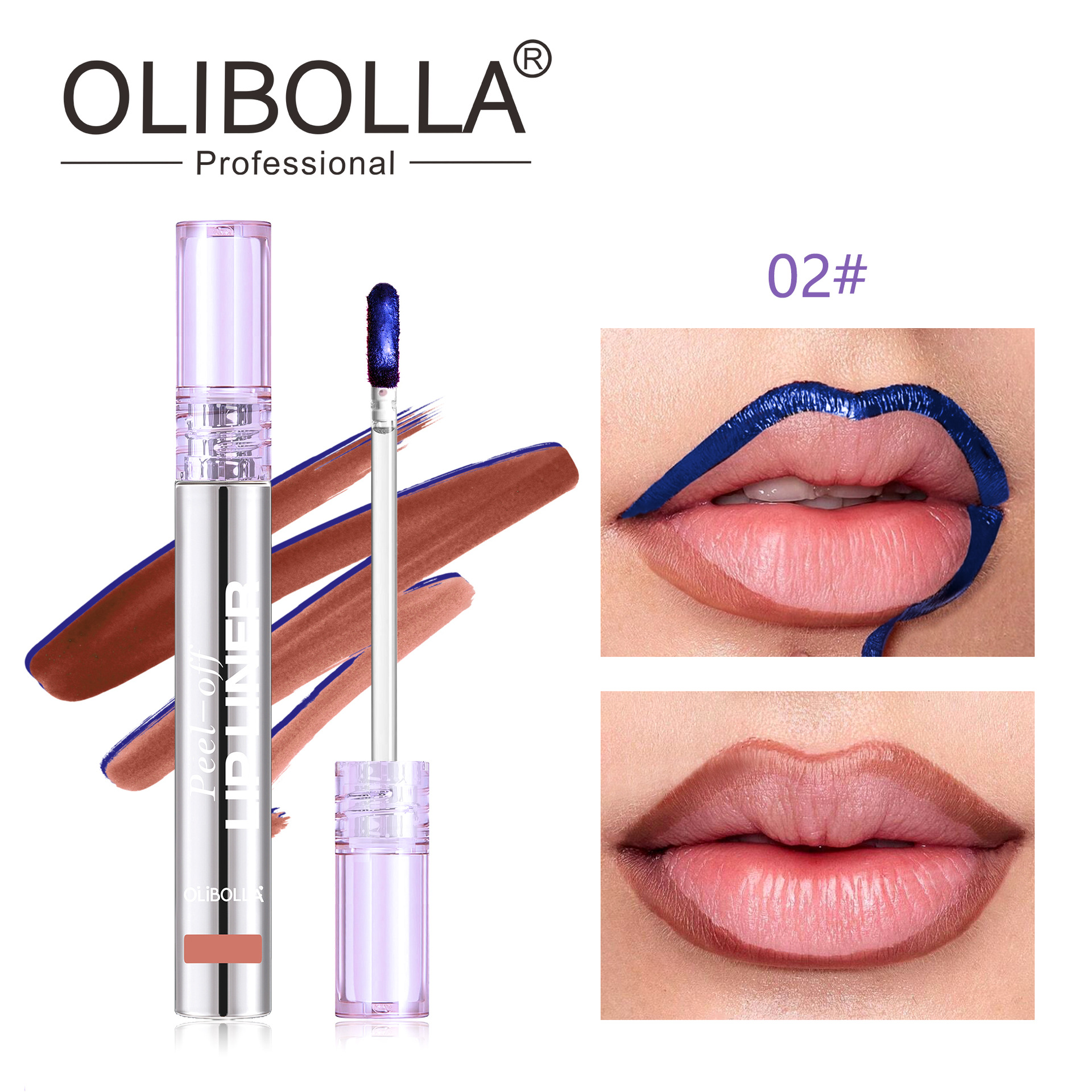 El estilo transfronterizo OLIBOLLA lápiz labial mate niebla impermeable azul perlado lápiz labial peel-off