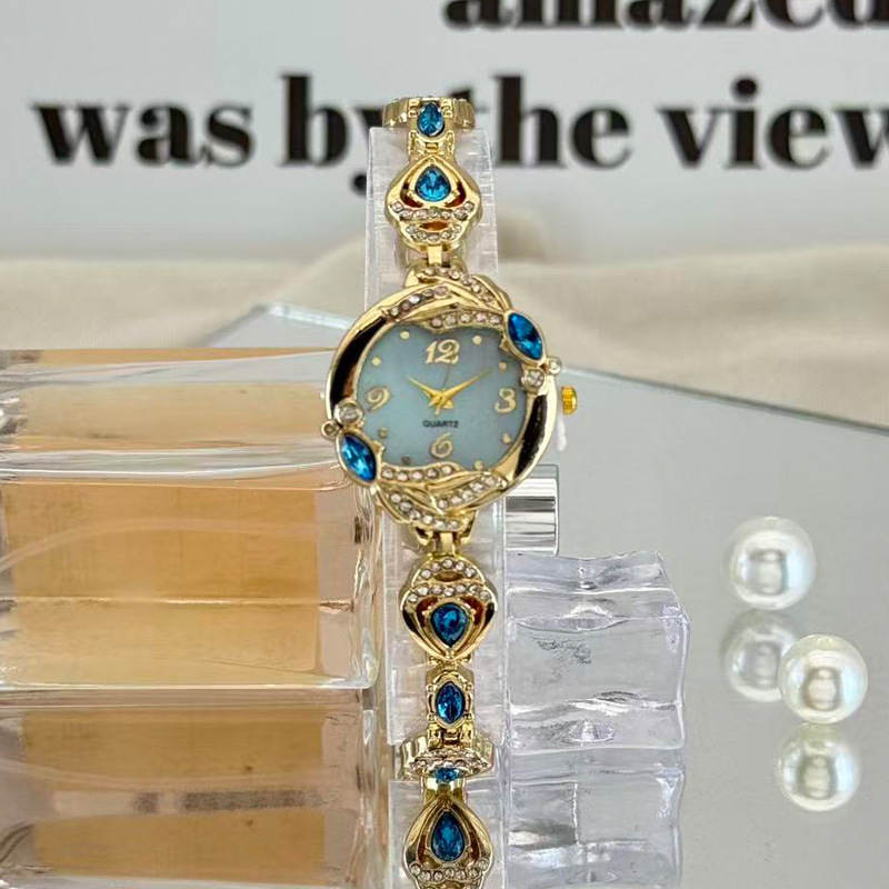 Cross-Border Foreign Trade Hot-Selling Koi Mother-Of-Pearl Dial Jewelry Women's Watch Diamond-Encrusted Light Luxury Niche Bracelet Quartz Watch for Women