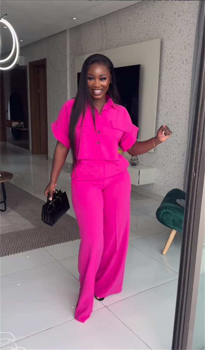 Holiday Daily Women's Casual Solid Color Polyester Button Pant Co-ord Set Pants Sets display picture 24