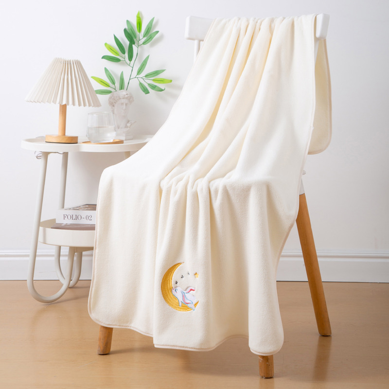 Cross-border Bath Towel Women's Coral Fleece Thickened Adult Absorbent Household Non-pure Cotton Beach Towel High-end Bath Towel Embroidered Moon Rabbit Cross-border Bath Towel Women's Coral Fleece Thickened Adult Absorbent Household Non-pure Cotton Beach Towel High-end Bath Towel Embroidered Moon Rabbit