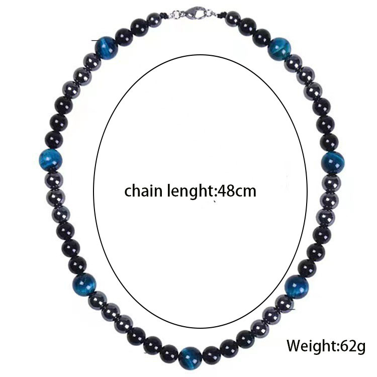 Collar de triple protección de piedra ojo de tigre, hematita y obsidiana, el más vendido de Amazon, collar retro para hombre image 6