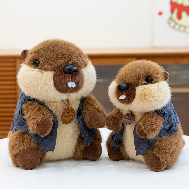 Trendy Cute Groundhog Plush Toy Vest Otter Doll Children's Toy Street Stall Event Gift Claw Machine