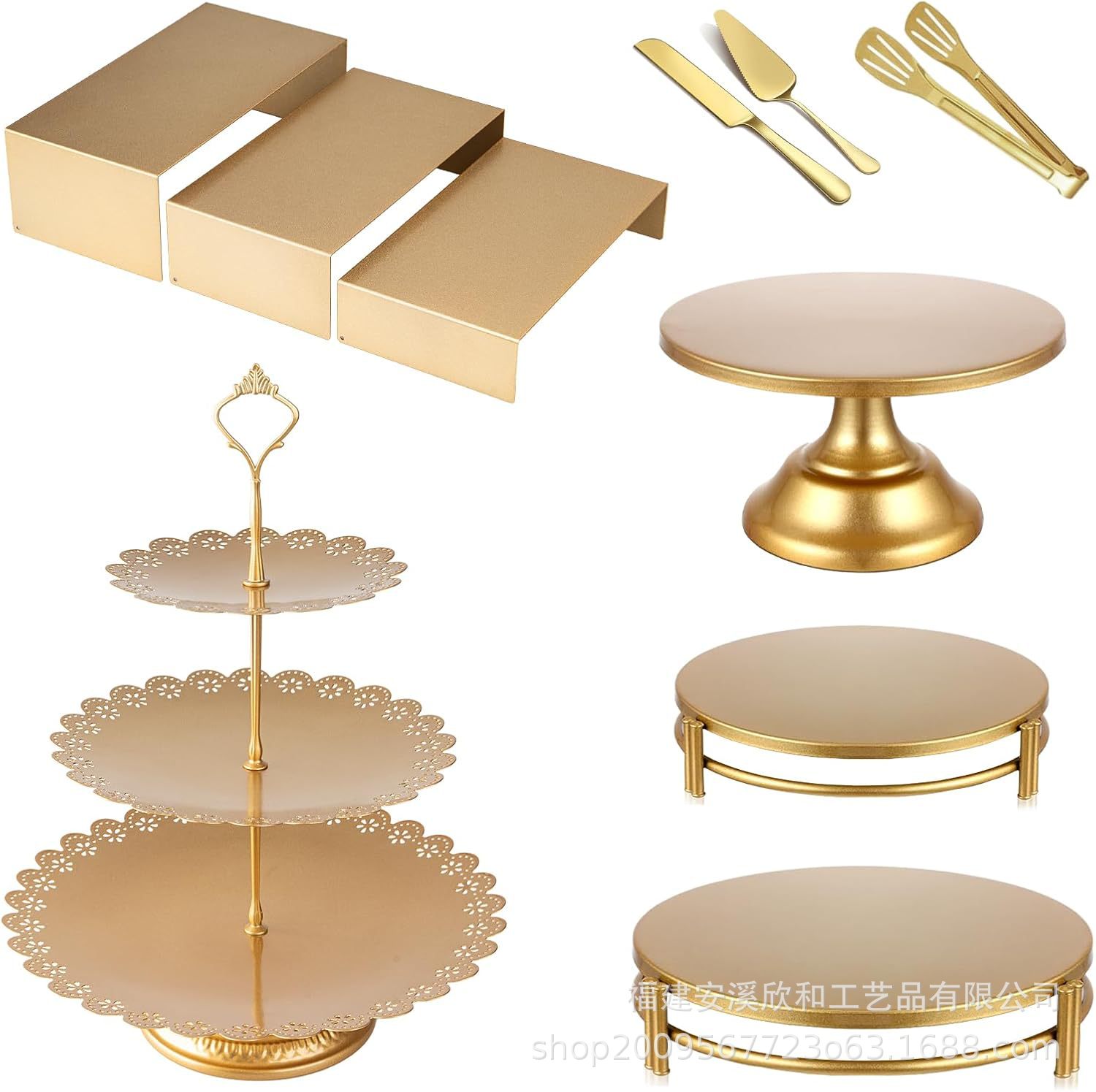 Fijación de pastel de hierro forjado de oro / bandeja de pastel / bandeja de frutas / bandeja de bodas West Point