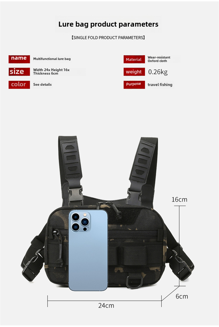 Luya bag ny taktisk brystveske menns brystveske kamuflasje midjeveske multifunksjonell utendørs ridesportsvest hengende veske_voghion.com