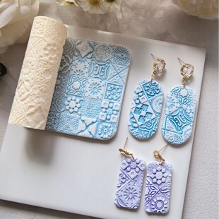 Cross-Border Multi-Element Small Square Texture Soft Clay Roller High-Precision Texture Roller DIY Earrings Jewelry Making