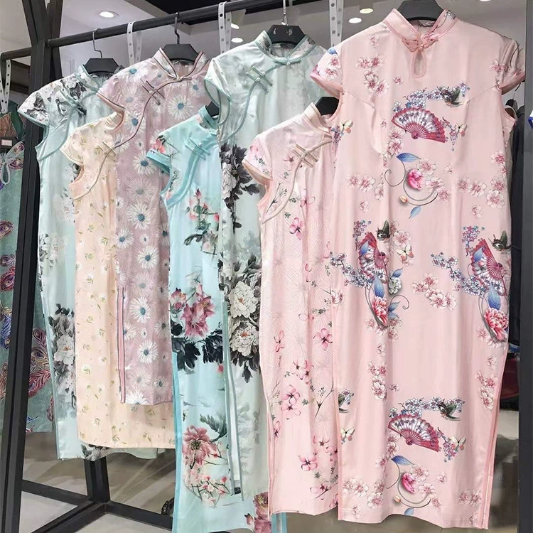 Cheongsam Ma Ru 2022 Длинное летнее платье с короткими рукавами Сезонное платье с воротником-стойкой Узкая юбка для похудения Брендовая женская одежда со скидкой