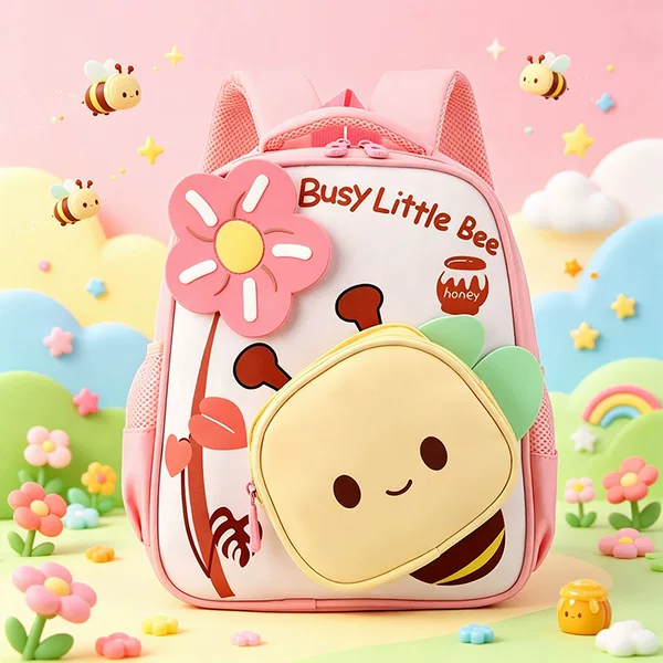 Cross-Border New Model Kindergarten Children's Backpack for Ages 3-6, Little Bee Design, Lightweight, Versatile, Cute Backpack for Boys and Girls