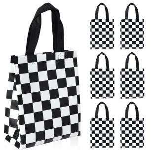 Manufacturer in Stock Wholesale Black and White Checkered Racing Gift Bag Racing Party Non-Woven Candy Handbag Environmentally Friendly Bag
