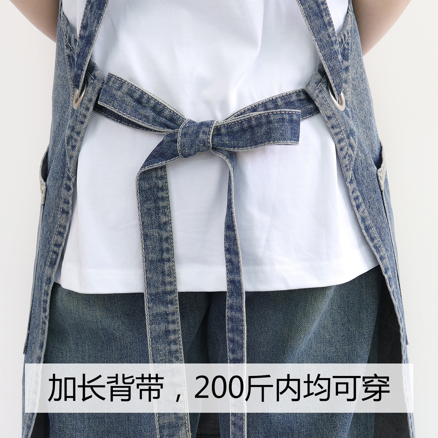 Nuevo delantal de moda coreano transfronterizo pintura de arte barbero ropa de trabajo lavado con agua delantal vaquero ambos lados