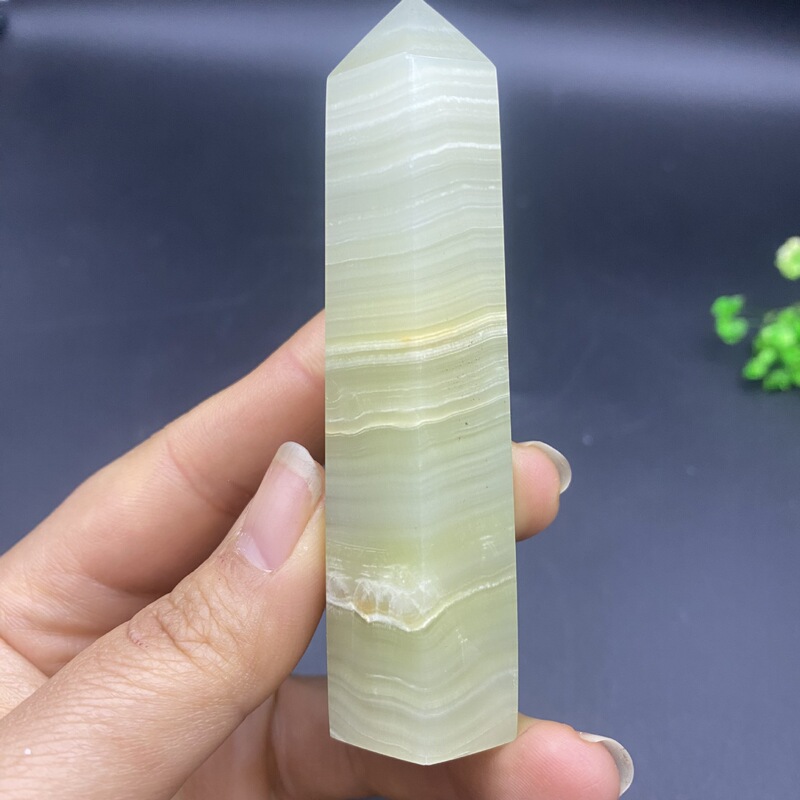 天然阿富汗玉柱子小摆件水晶雕刻件桌面摆件手工雕刻件装饰 买一送一 图 1