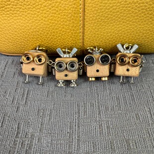 2025 creative luggage car pendant diy handmade punk wooden metal robot pendant crafts wholesale