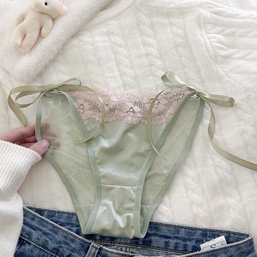Pull apart and it opens~ French satin lace braided ribbon women's sexy pure desire lace underwear for women 2025