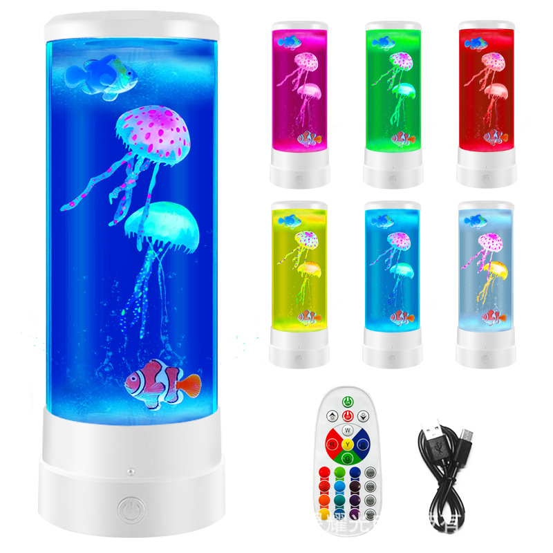 RGB 리모콘 16색 중형 해파리 램프(화이트)