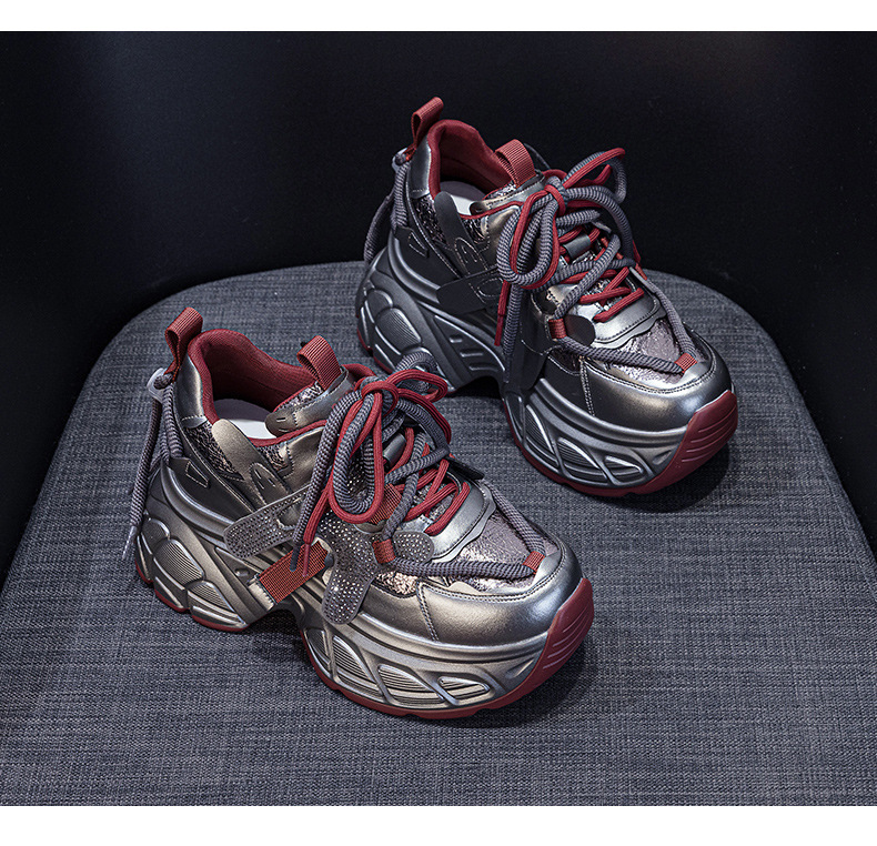 Giày sneaker nữ chunky đế dày tăng chiều cao phong cách Hàn Quốc — M2699 màu đỏ, M2699 màu be chi tiết 23