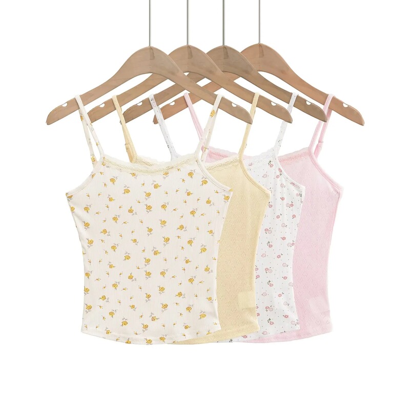 Bm Style Base Floral Camisole Women's Outfit Summer Hot Girl Design Niche Sexy Lace Short Top