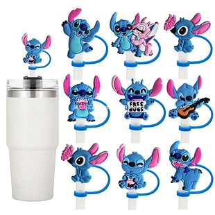Loop Party Silicone Straw Cartoon Cover Dust Plug Creative Soft Rubber Cap Straw Straw Stitchai New Capable Cap
