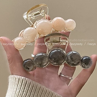 适合半夹！ 清透感珠子发抓发夹 盘发鲨鱼夹韩系温柔晕染珠抓夹女