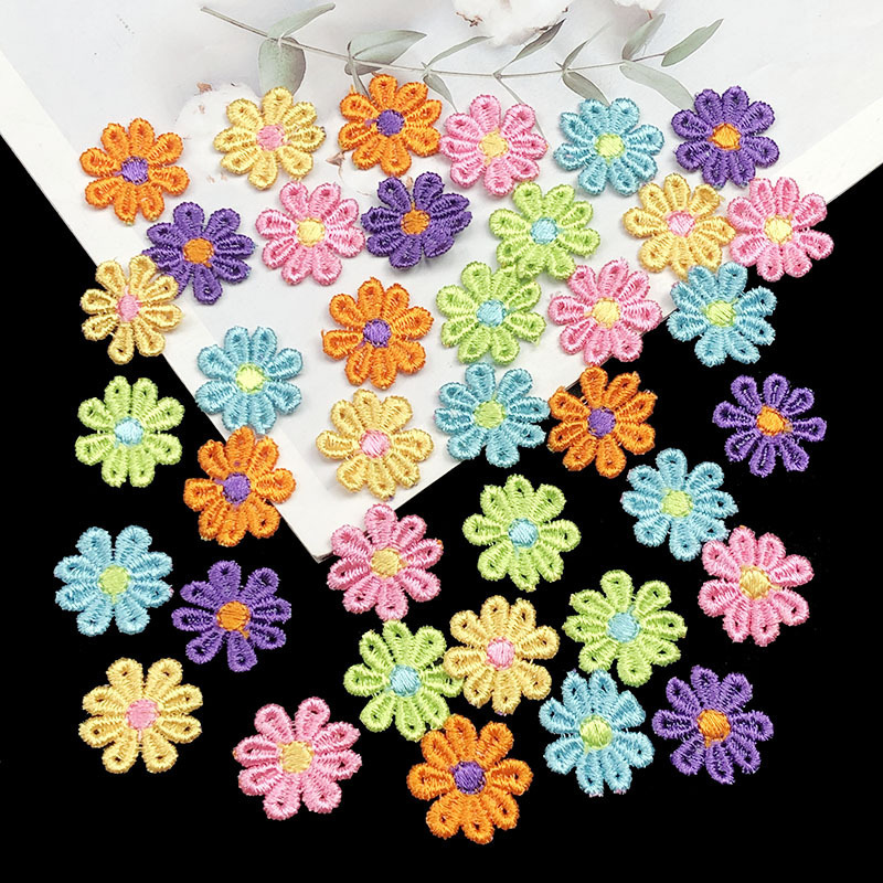 无胶太阳花布贴花边酒店修补丁贴罩发箍发带DIY包包 鞋帽围巾装饰