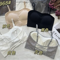 Spring and summer new ice silk beautiful back fixed cup integrated cup suspender strapless ice silk scarf beautiful back wrap suspender underwear