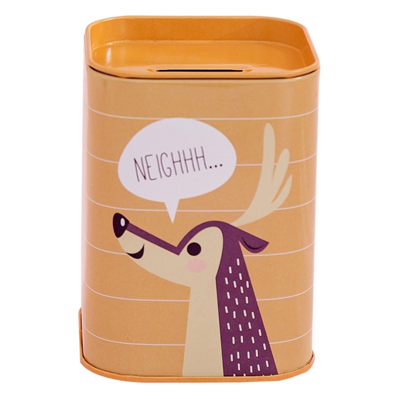 Alcancía metálica cuadrada de hojalata, estilo británico vintage