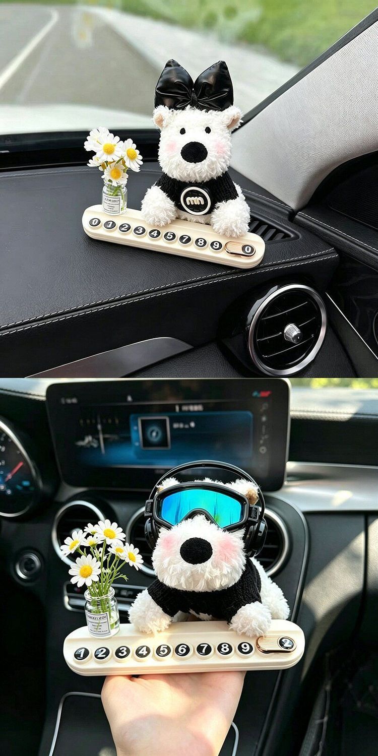 2026 New Car Phone Number Plate, West Highland Mobile Phone Sign, Temporary Parking Decorative Ornament, Cute for Women