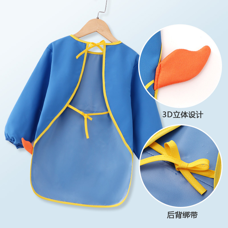 Pintura infantil mono bebé comiendo babero sin mangas impermeable reverso vestir pintura arte kindergarten manga larga babero