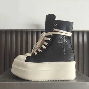 New wax surface five-pointed star thick-soled breathable canvas shoes for men and women, casual and versatile couples high-top sneakers, fashionable shoes