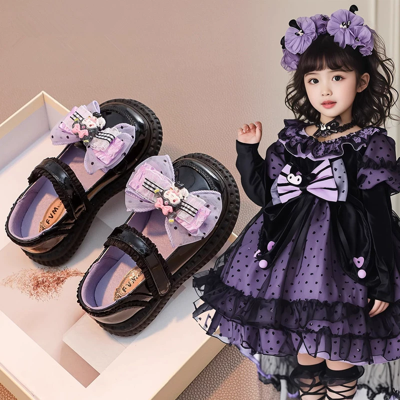 Детские туфли для девочек, маленькие кожаные туфли принцессы, новинка весны и осени 2025 года, стиль Лолиты, черные лоферы