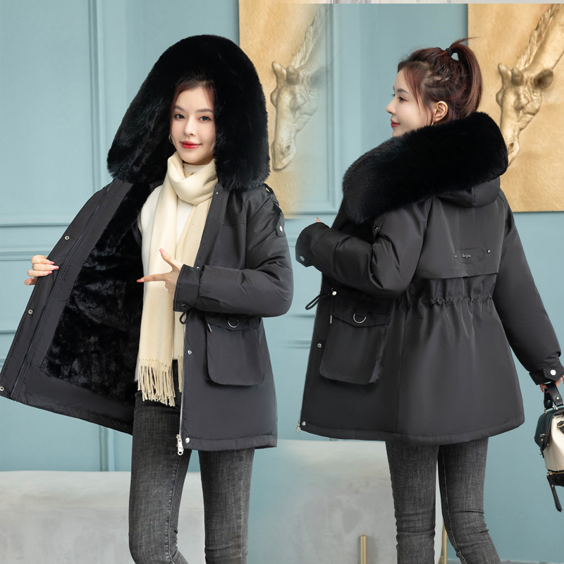 2024 superando la ropa de algodón corta de moda coreana suelta de invierno cintura de gran tamaño de algodón grueso