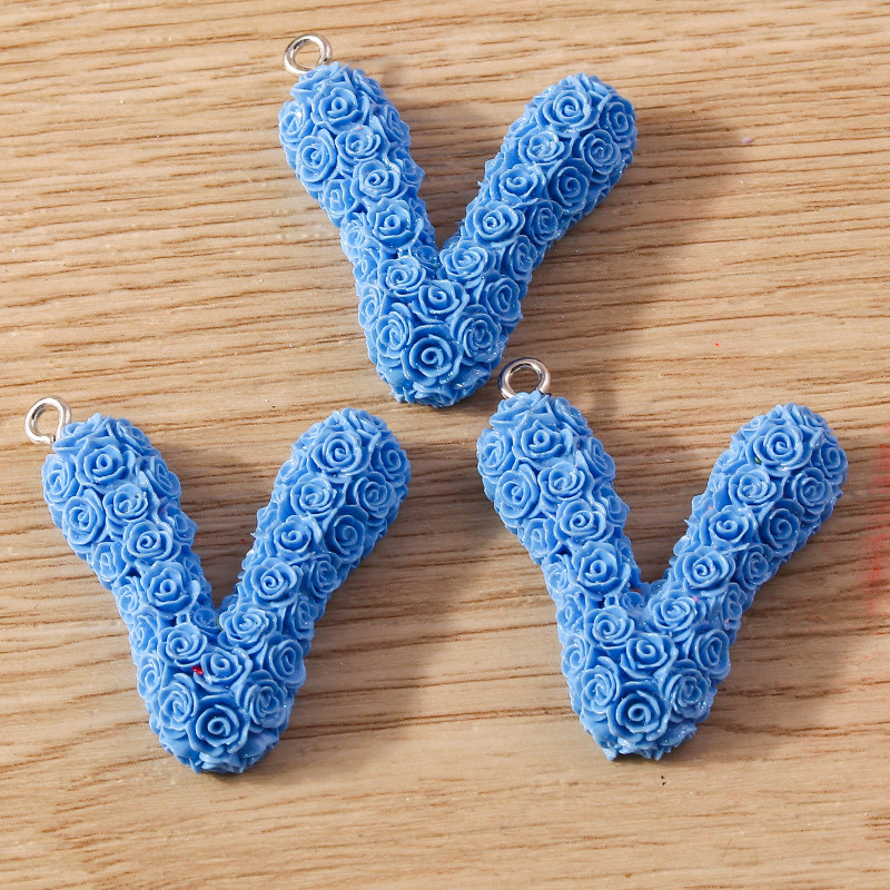 30g Weight DIY Jewelry Accessories Classification 10 Pieces Quantity Plastic Material Letter, Rose Pattern Stoving Varnish Design Cartoon Style, Romantic Style 10 Pieces Plastic Letter Rose 24