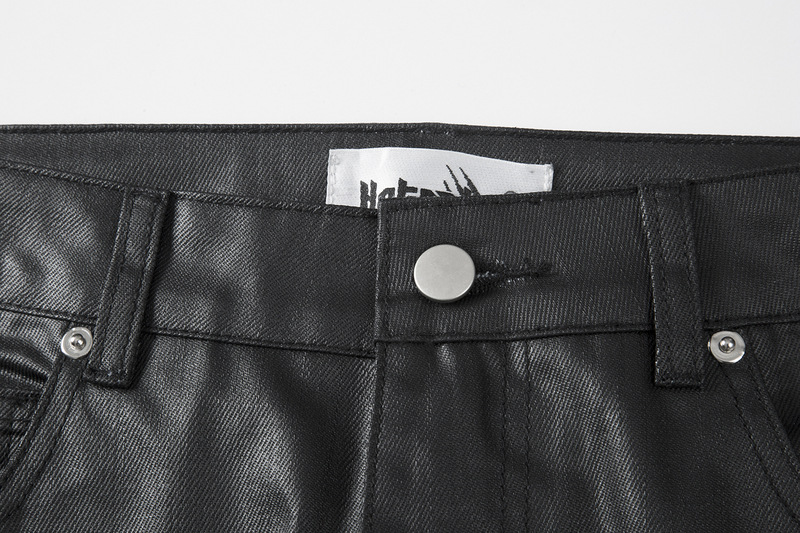 Moška oblačila High street ins enakega stila trendovske črne voskane kavbojke z zadrgo_voghion.com