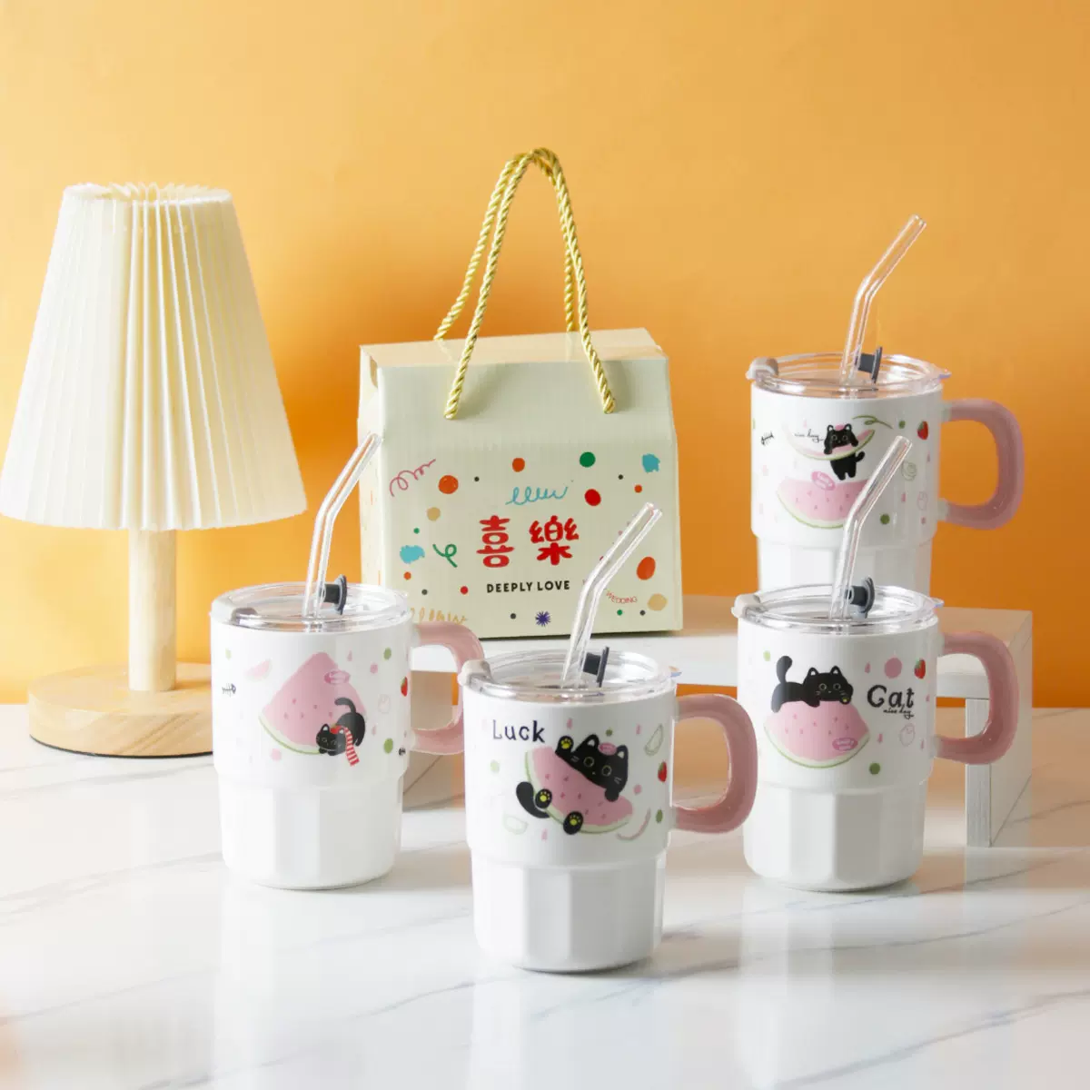 创意礼品杯陶瓷杯子套装开业活动小礼品店庆随手礼结婚伴手礼水杯