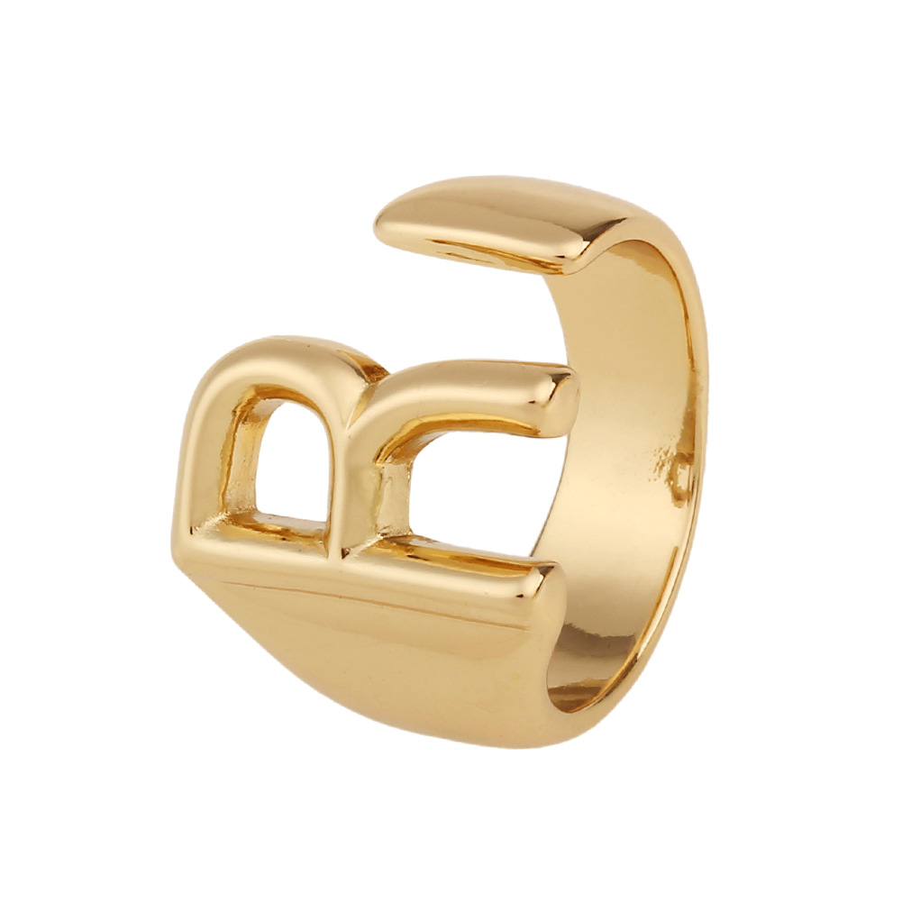 5g Weight Birthday Occasion Copper Material Letter Pattern Unisex Gender Fashion Style Fashion New Style Copper 26 English Letter Ring 28