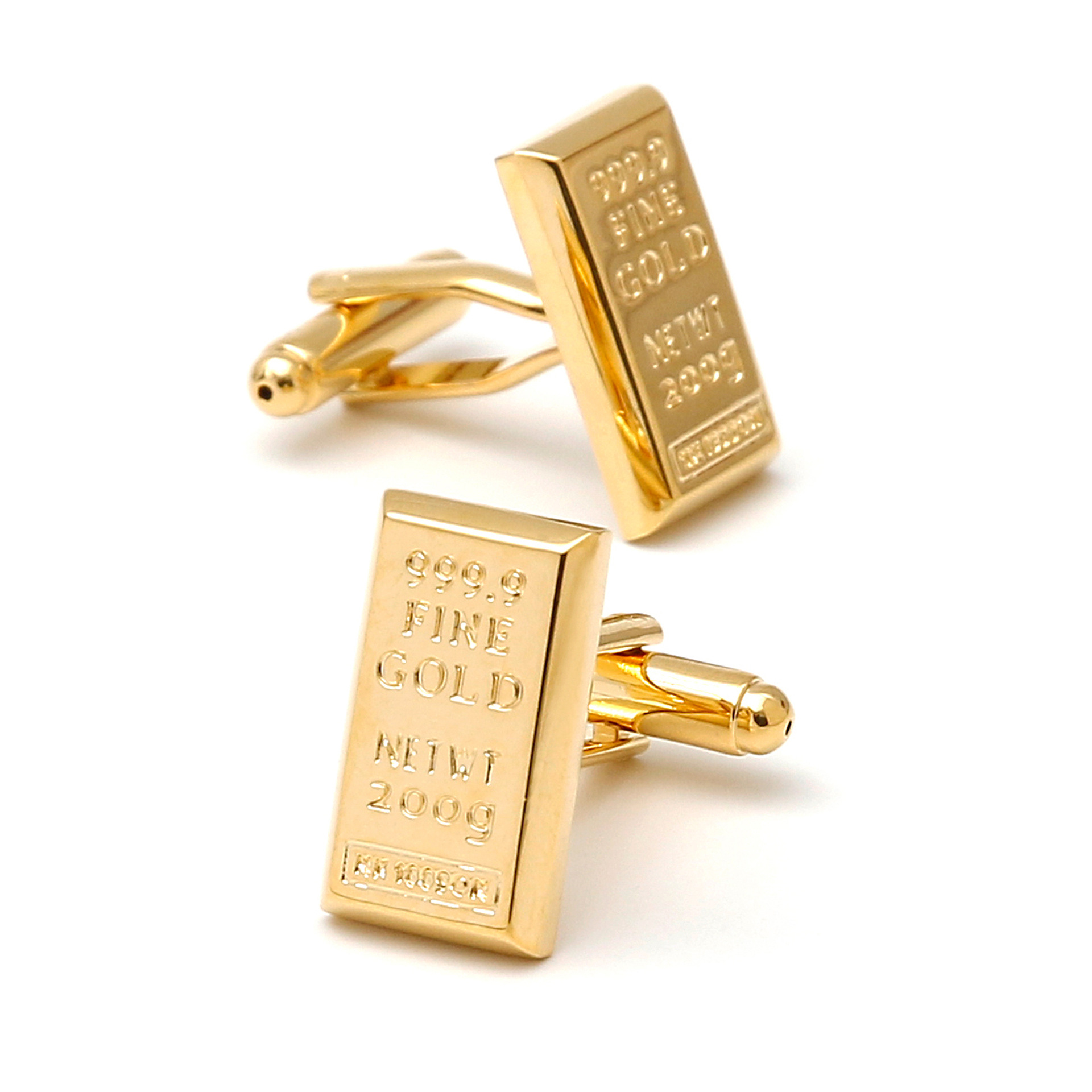 Cross-Border Fashion Simple Gold Brick Shape Men's Shirt Cufflinks Creative Jewelry 1 Pair Ready for Delivery